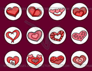 Love hearts cartoon icon elements - vector EPS clipart