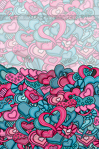 Love hearts doodle cartoon card - vector EPS clipart