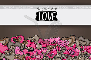 Love hearts doodle cartoon card - royalty-free vector image