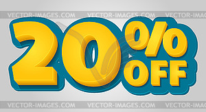 20% off discount banner. Special offer sale tag in - vector clipart