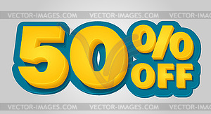 50% off discount banner. Special offer sale tag in - vector clip art