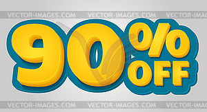 90% off discount banner. Special offer sale tag in - vector image