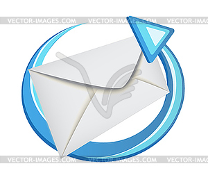 Envelope with a blue arrow - vector clipart