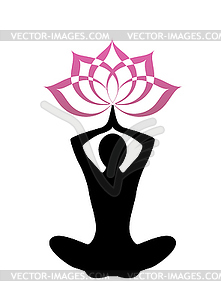 Silhouette yoga and lotus - vector image