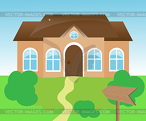 House with a pointer - vector clip art