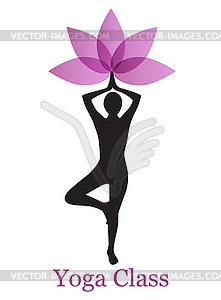 Background with the silhouette making yoga - vector image