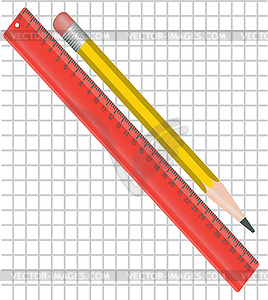 Ruler and pencil - vector clip art