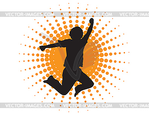 Silhouette of jumping men - vector clipart / vector image
