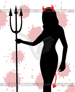 Silhouette of a female devil - vector image