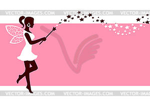 Silhouette of fairy with magic wand - vector clipart