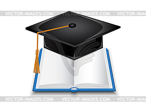 Book and graduate cap - vector clip art