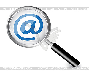 Internet symbol in a magnifying glass - vector EPS clipart
