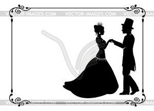 Loving couple in period costumes - stock vector clipart