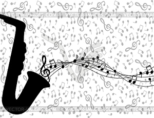 Saxophone and notes - vector clip art