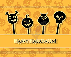 Halloween symbols on sticks - vector clipart / vector image