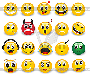 Set of round yellow emoticons - vector image