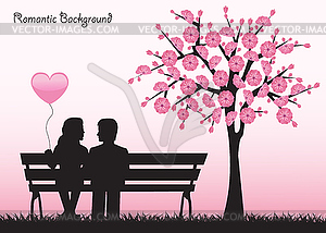 Date under the cherry tree - stock vector clipart