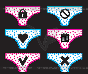 Pants with conceptual icons - vector image