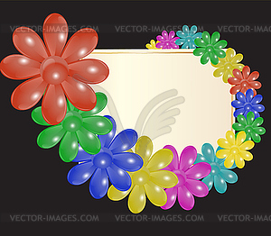 Plate and stylized flowers - vector image