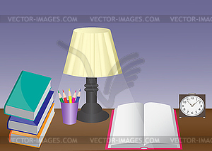 Desk with a variety of subjects - vector clip art