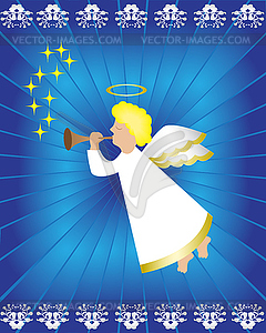 Angel with flute - vector image