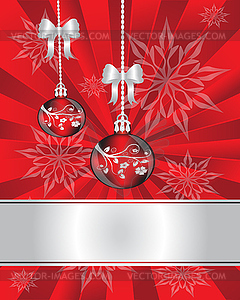 Christmas decorations on red background - vector clipart