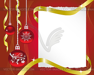 Sheet of paper and Christmas decorations - vector image