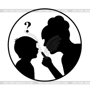 Silhouette mother scolds a child - vector clipart