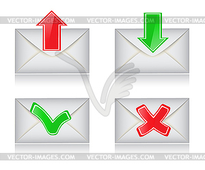 Envelopes with the arrows and signs - vector image