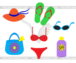 Beach accessories - vector clipart