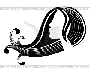 Female silhouette in profile and hair - vector clipart