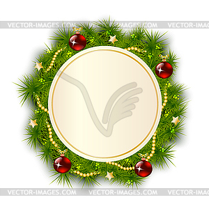 Round Christmas wreath of fir branches - vector clip art