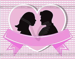 Loving couple in a heart - vector image