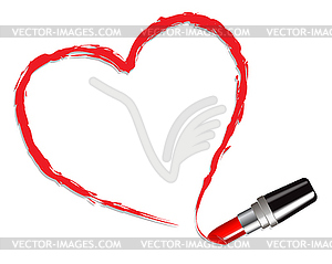 Heart drawn with red lipstick - vector clipart