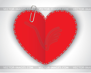 Paper heart and clip - vector clipart