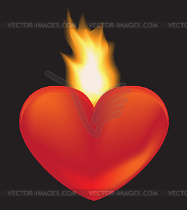 Burning heart - vector clipart