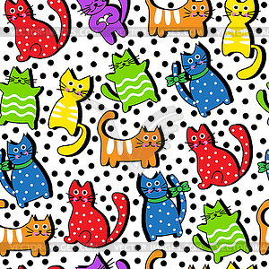 Cartoon seamless colorful cats - vector clipart