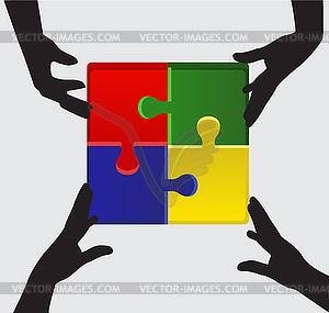 Folded puzzle - vector clip art