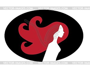 Female profile with long hair - vector image