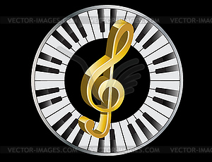 Golden treble clef - vector image