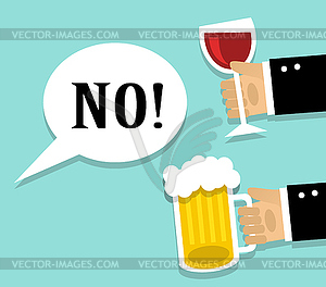 Avoiding alcohol and sober - vector clipart