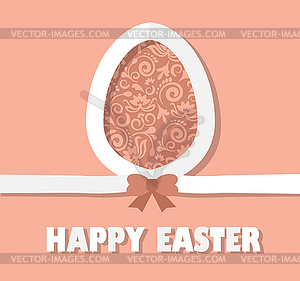 Easter card with paper egg - vector image