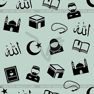 Seamless background with symbols of Islam - vector clipart