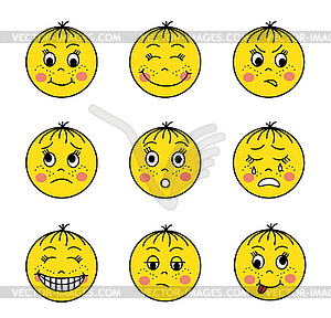 Set of yellow emoticons - vector EPS clipart