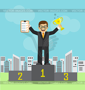 Businessman achieved success and recognition - vector clip art