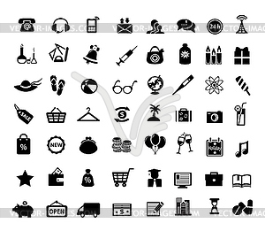 Black web icons set - vector image