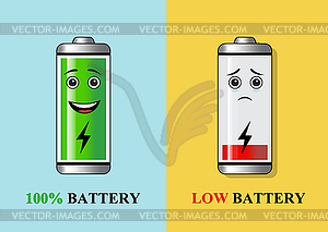 Batteries with different charge - vector image