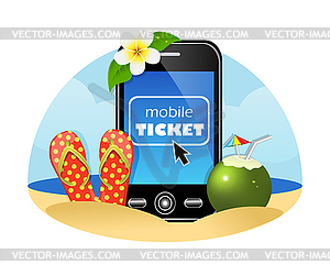 Purchase airline tickets online - vector clip art