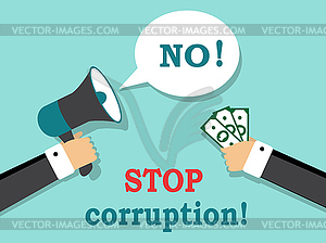 Say no to corruption and bribery - color vector clipart