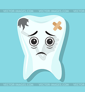 Sad and bad tooth - vector clip art